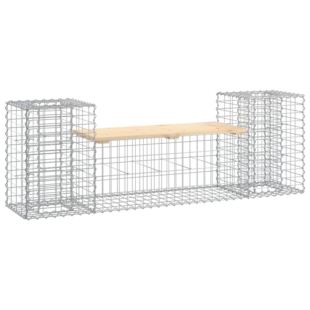 vidaXL Bancă de grădină cu gabion, 183x41x60,5 cm, lemn masiv pin vidaXL Bancă de grădină cu gabion, 183x41x60,5 cm, lemn masiv pin