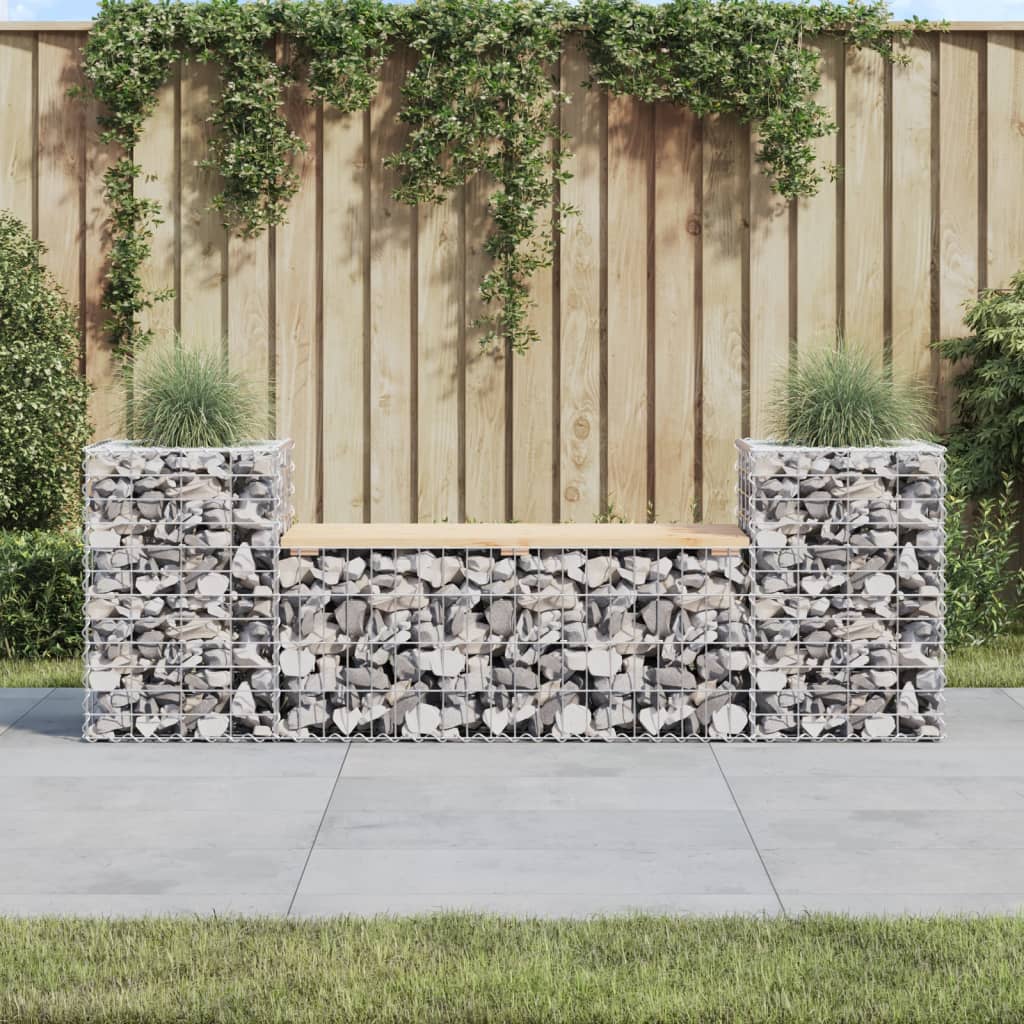 vidaXL Bancă de grădină cu gabion, 183x41x60,5 cm, lemn masiv pin vidaXL Bancă de grădină cu gabion, 183x41x60,5 cm, lemn masiv pin
