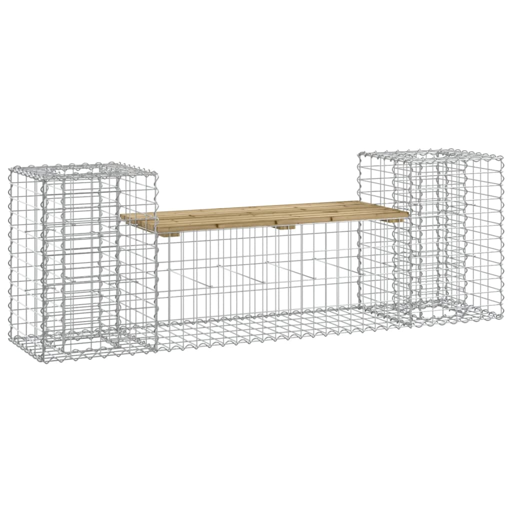 vidaXL Bancă de grădină cu gabion, 183x41x60,5 cm, lemn pin impregnat vidaXL Bancă de grădină cu gabion, 183x41x60,5 cm, lemn pin impregnat