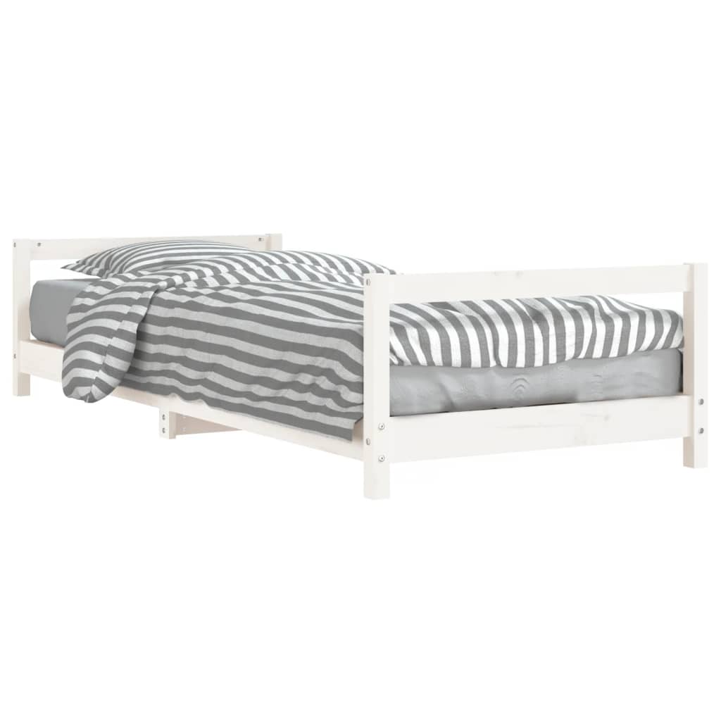 vidaXL Cadru de pat pentru copii, alb, 80x200 cm, lemn masiv de pin vidaXL Cadru de pat pentru copii, alb, 80x200 cm, lemn masiv de pin
