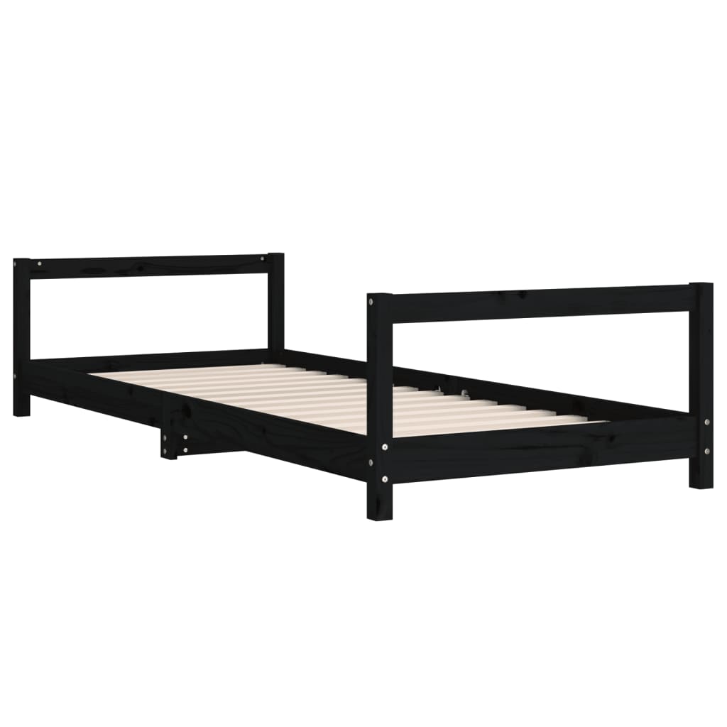 vidaXL Cadru de pat pentru copii, negru, 80x200 cm, lemn masiv de pin vidaXL Cadru de pat pentru copii, negru, 80x200 cm, lemn masiv de pin