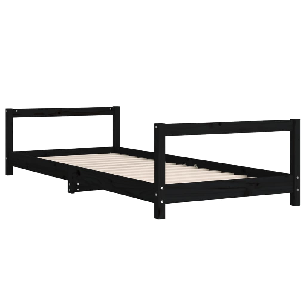 vidaXL Cadru pat pentru copii, negru, 90x200 cm, lemn masiv de pin vidaXL Cadru pat pentru copii, negru, 90x200 cm, lemn masiv de pin
