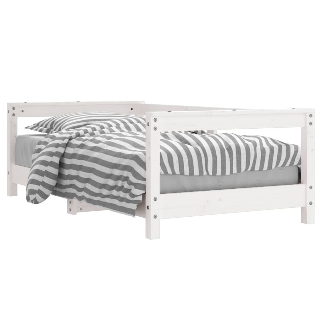 vidaXL Cadru de pat pentru copii, alb, 70x140 cm, lemn masiv de pin