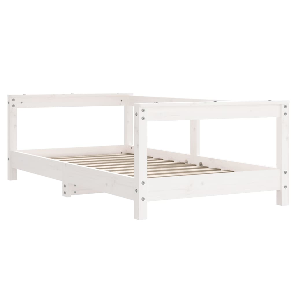 vidaXL Cadru de pat pentru copii, alb, 70x140 cm, lemn masiv de pin