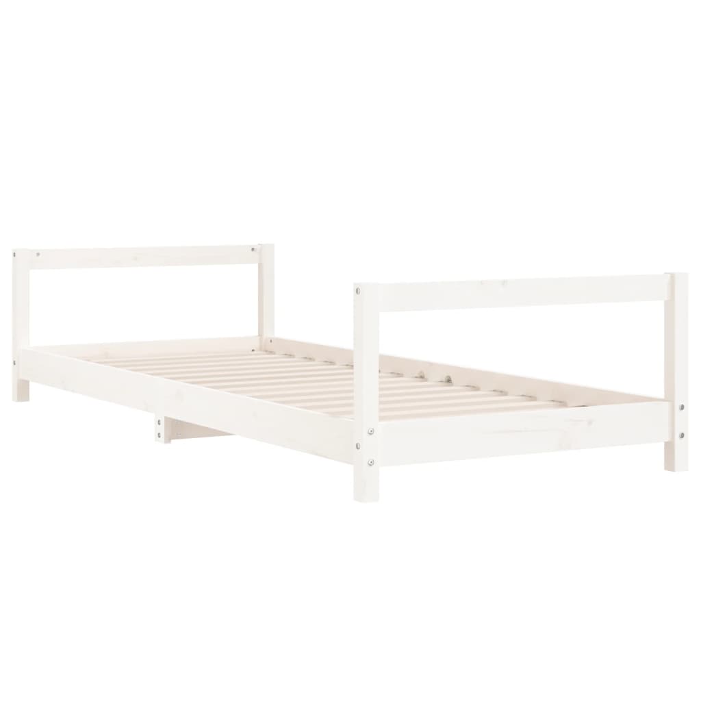 vidaXL Cadru de pat pentru copii, alb, 90x190 cm, lemn masiv de pin