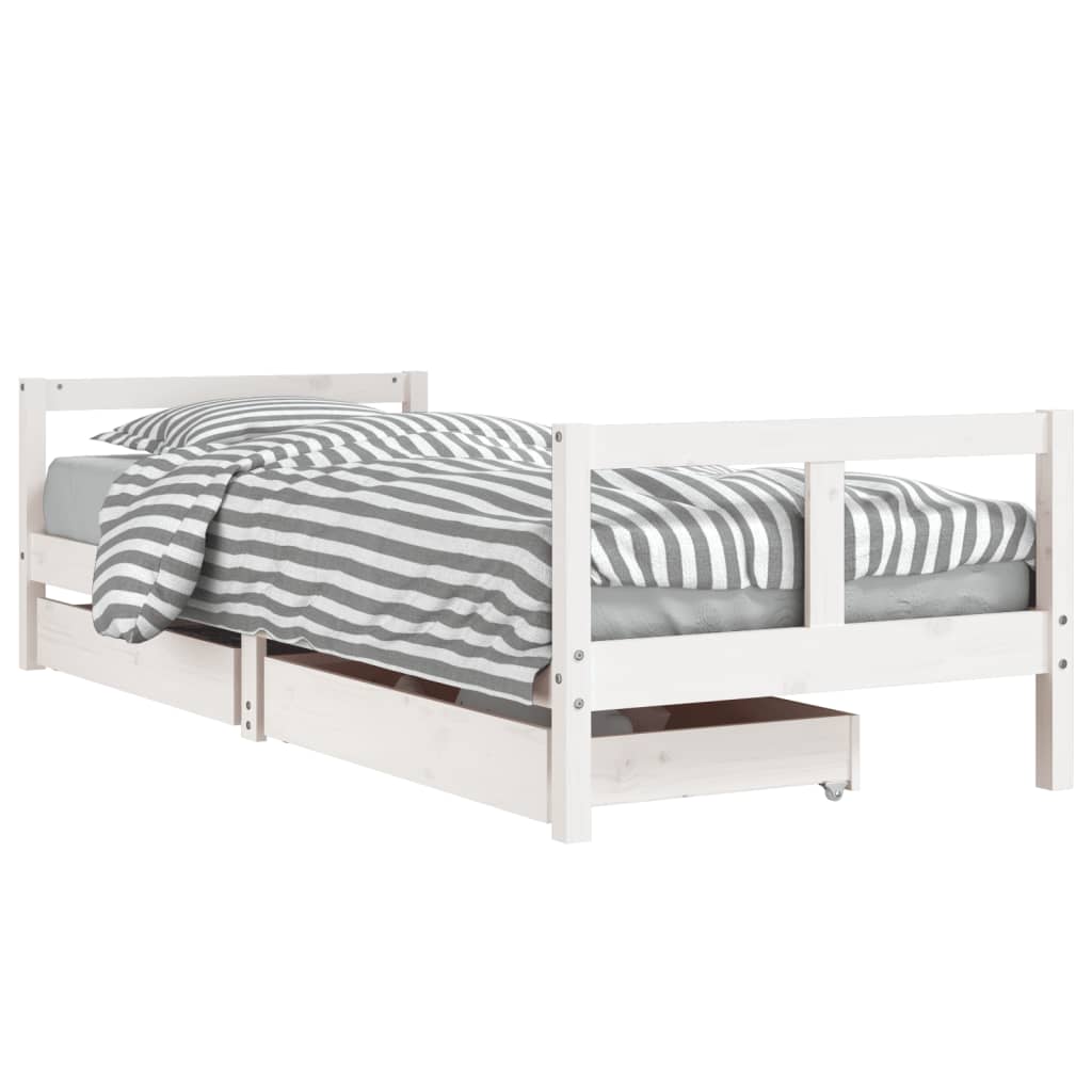 vidaXL Cadru pat copii cu sertare, alb, 80x200 cm, lemn masiv de pin vidaXL Cadru pat copii cu sertare, alb, 80x200 cm, lemn masiv de pin