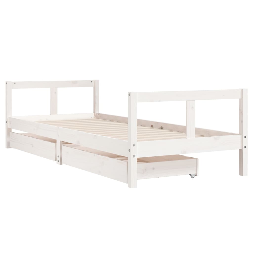 vidaXL Cadru pat copii cu sertare, alb, 80x200 cm, lemn masiv de pin vidaXL Cadru pat copii cu sertare, alb, 80x200 cm, lemn masiv de pin
