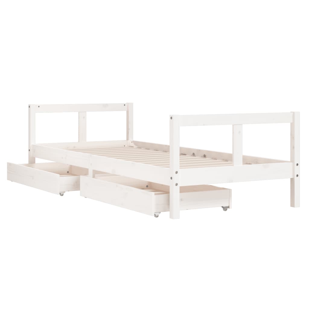 vidaXL Cadru pat copii cu sertare, alb, 80x200 cm, lemn masiv de pin vidaXL Cadru pat copii cu sertare, alb, 80x200 cm, lemn masiv de pin