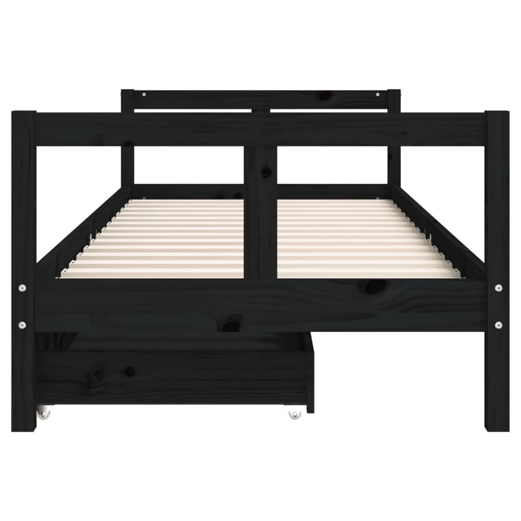 vidaXL Cadru pat copii cu sertare, negru, 80x200 cm, lemn masiv de pin vidaXL Cadru pat copii cu sertare, negru, 80x200 cm, lemn masiv de pin