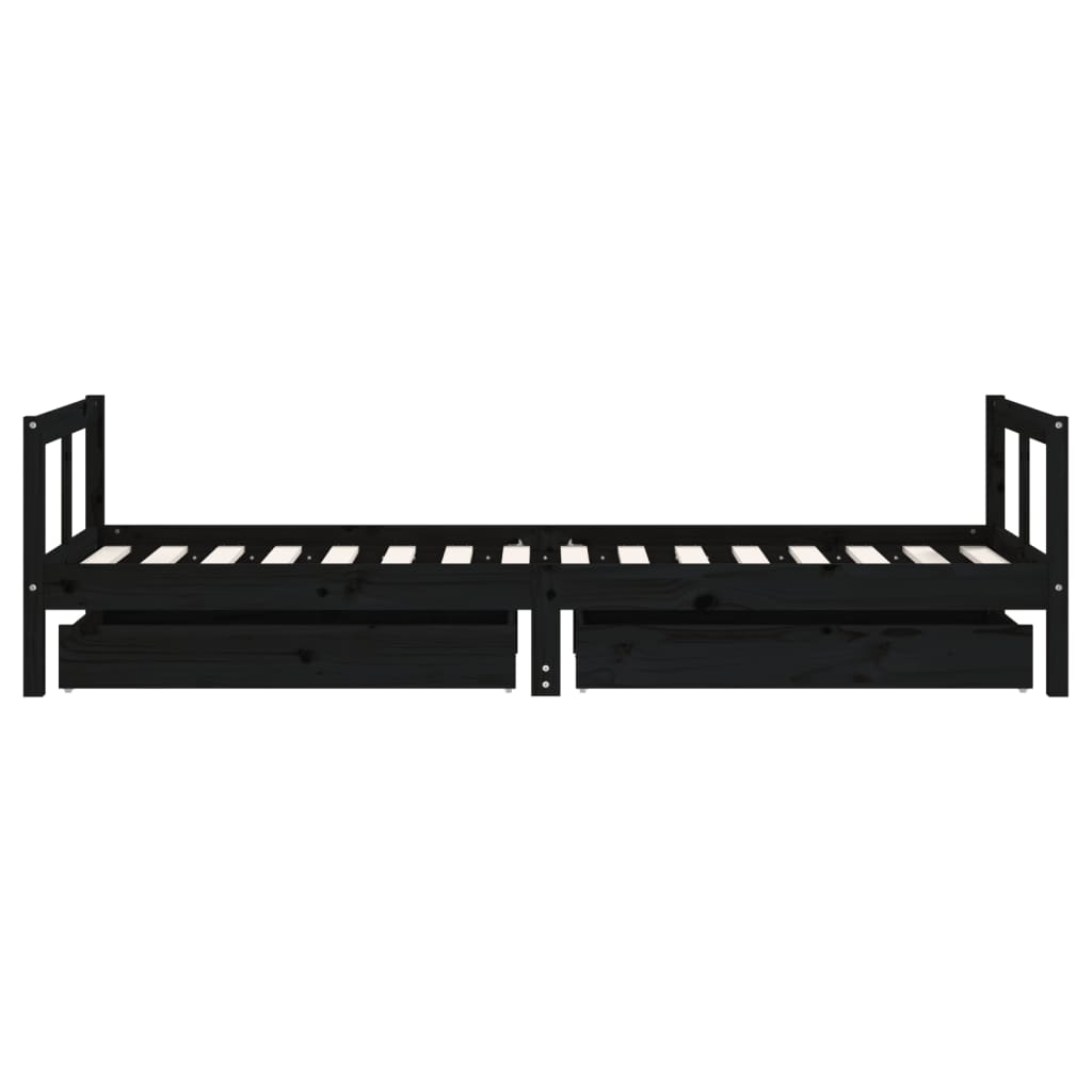 vidaXL Cadru pat copii cu sertare, negru, 80x200 cm, lemn masiv de pin vidaXL Cadru pat copii cu sertare, negru, 80x200 cm, lemn masiv de pin