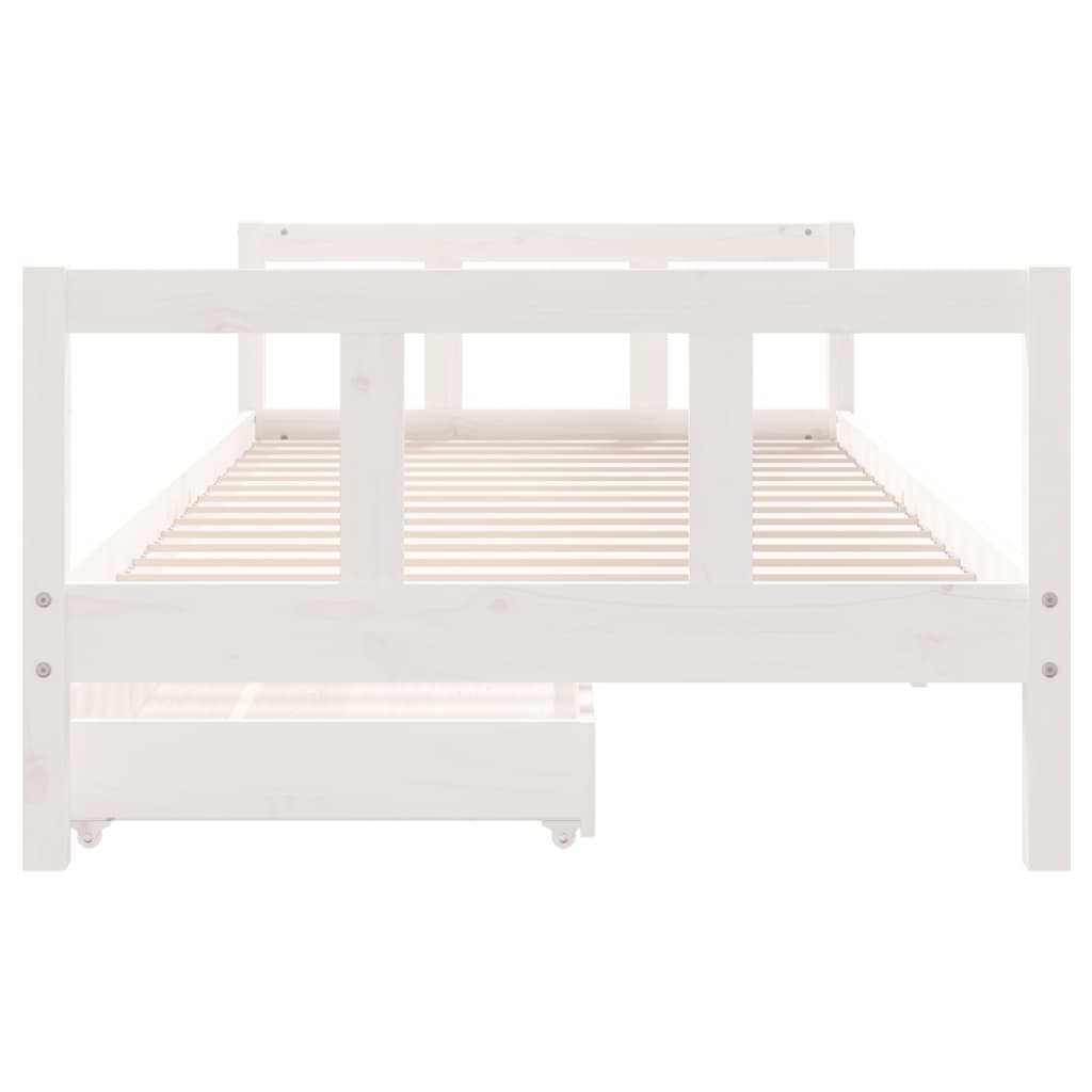 vidaXL Cadru de pat cu sertare de copii, alb, 90x200 cm lemn masiv pin vidaXL Cadru de pat cu sertare de copii, alb, 90x200 cm lemn masiv pin