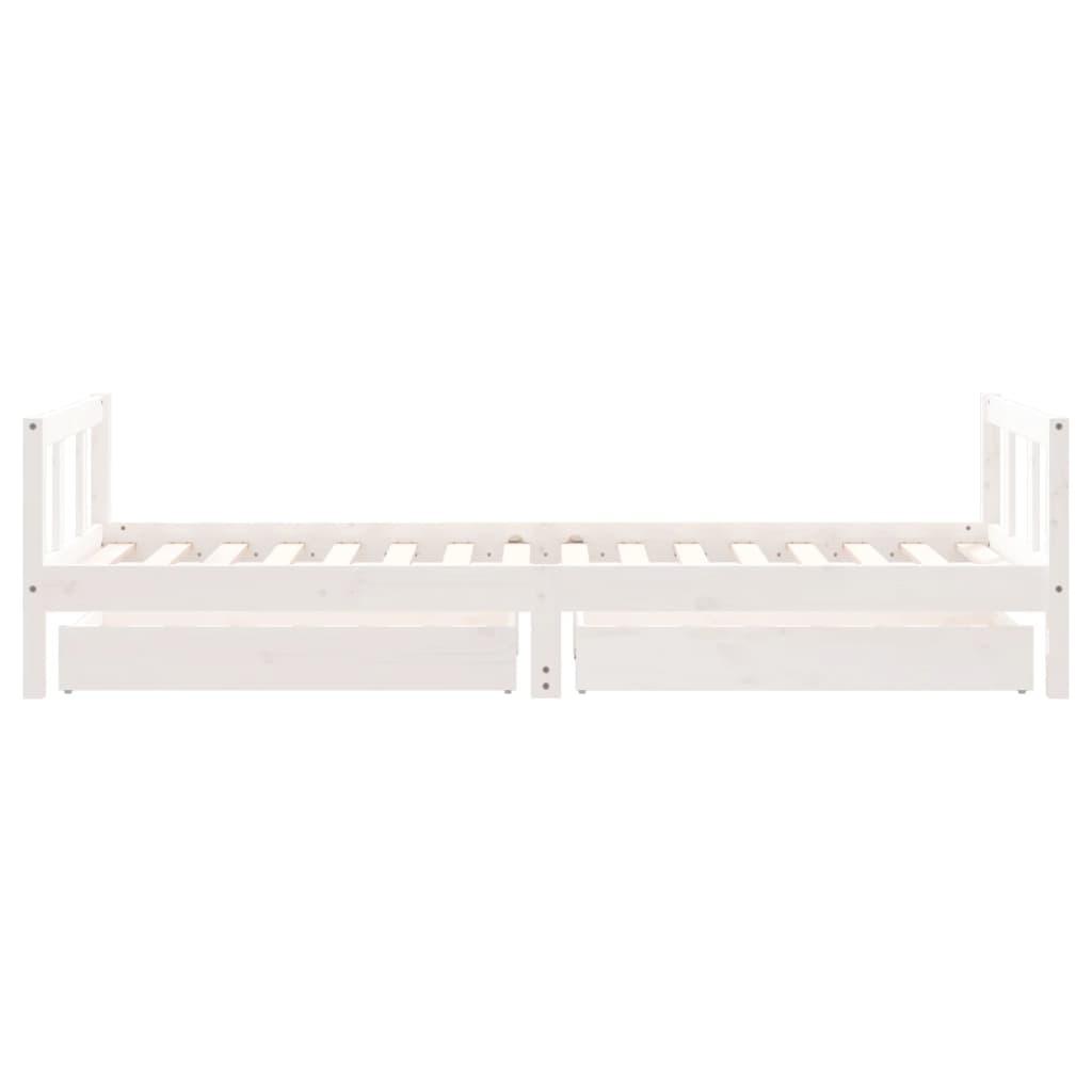 vidaXL Cadru de pat cu sertare de copii, alb, 90x200 cm lemn masiv pin vidaXL Cadru de pat cu sertare de copii, alb, 90x200 cm lemn masiv pin
