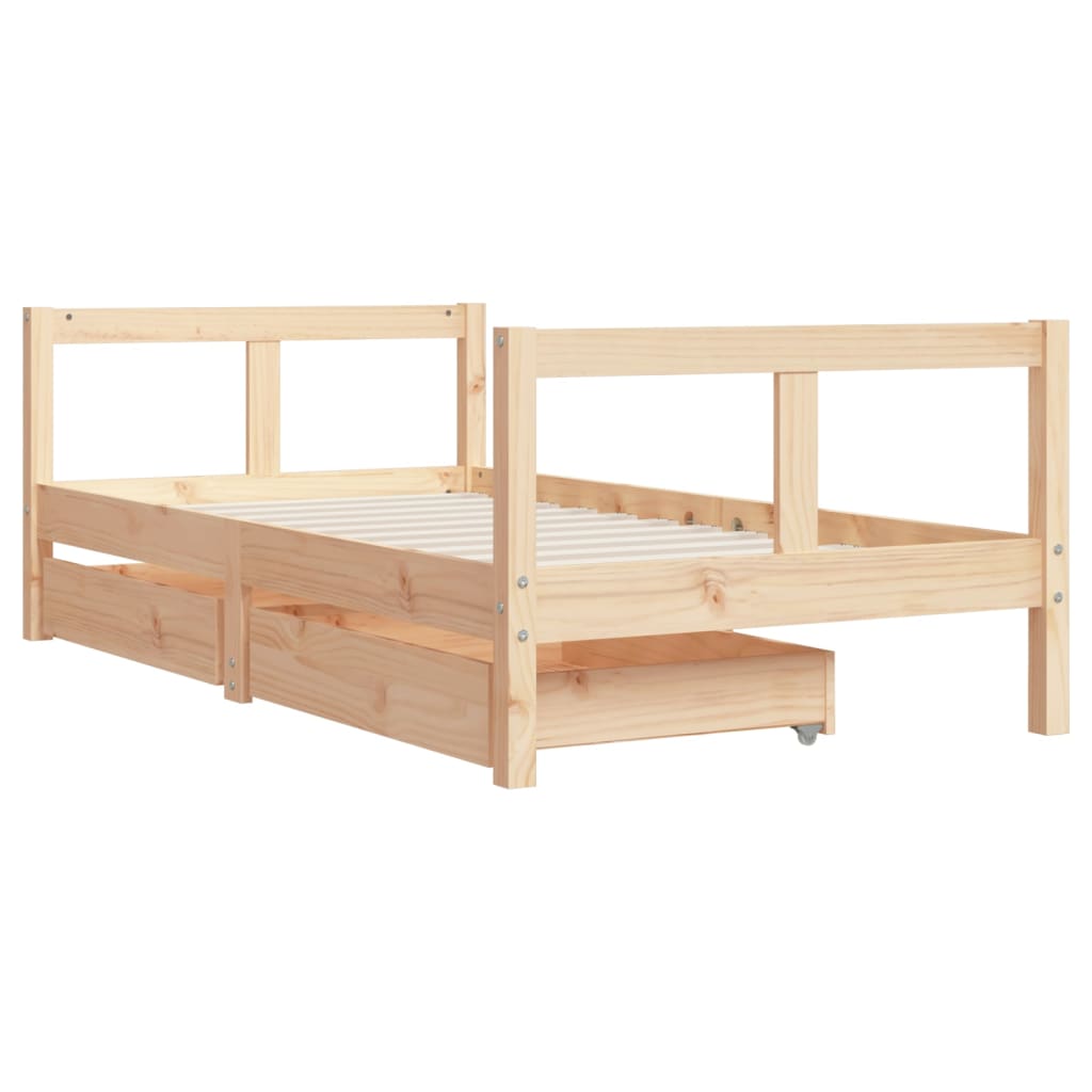 vidaXL Cadru de pat copii cu sertare, 80x160 cm, lemn masiv pin vidaXL Cadru de pat copii cu sertare, 80x160 cm, lemn masiv pin