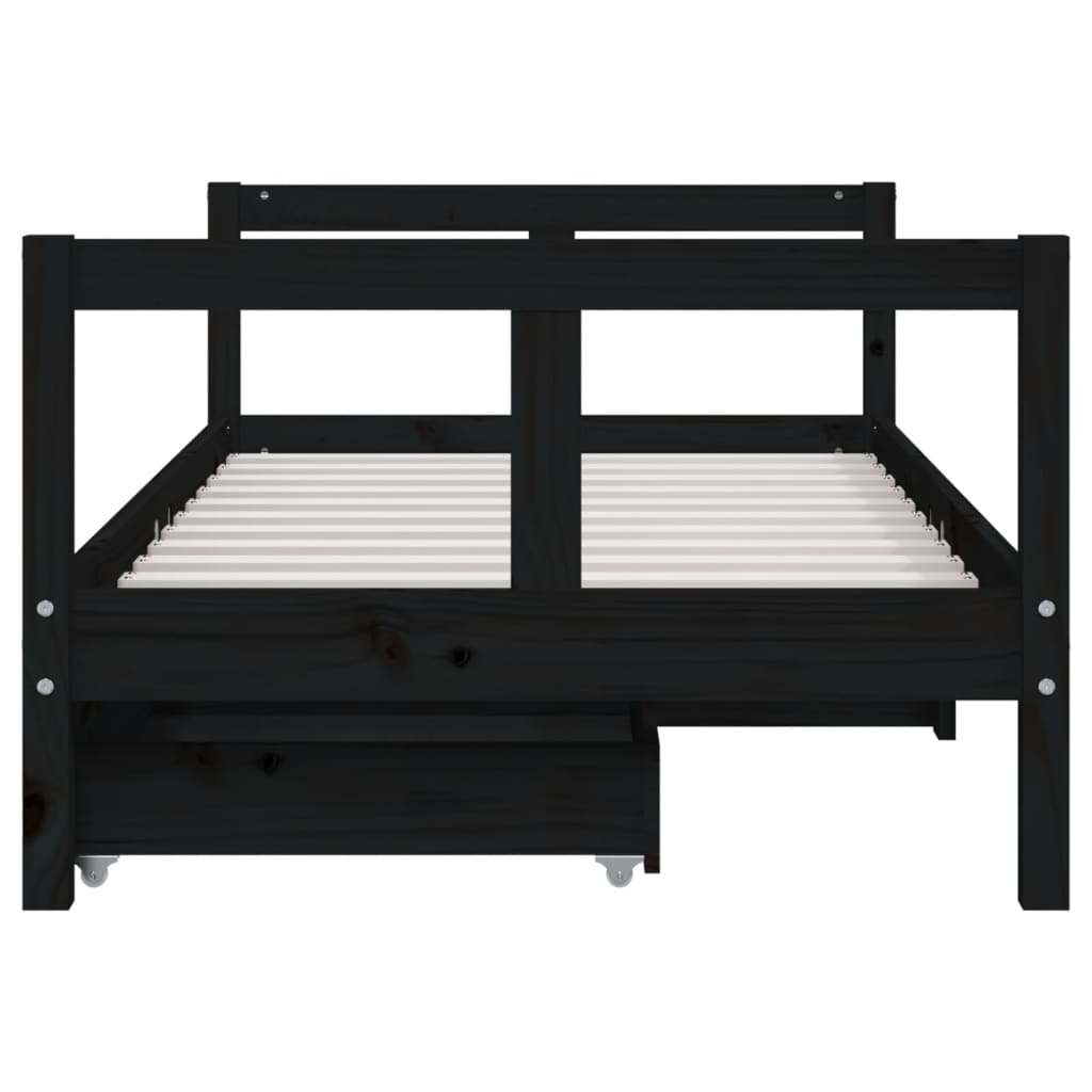 vidaXL Cadru de pat copii cu sertare, negru, 80x160 cm, lemn masiv pin vidaXL Cadru de pat copii cu sertare, negru, 80x160 cm, lemn masiv pin