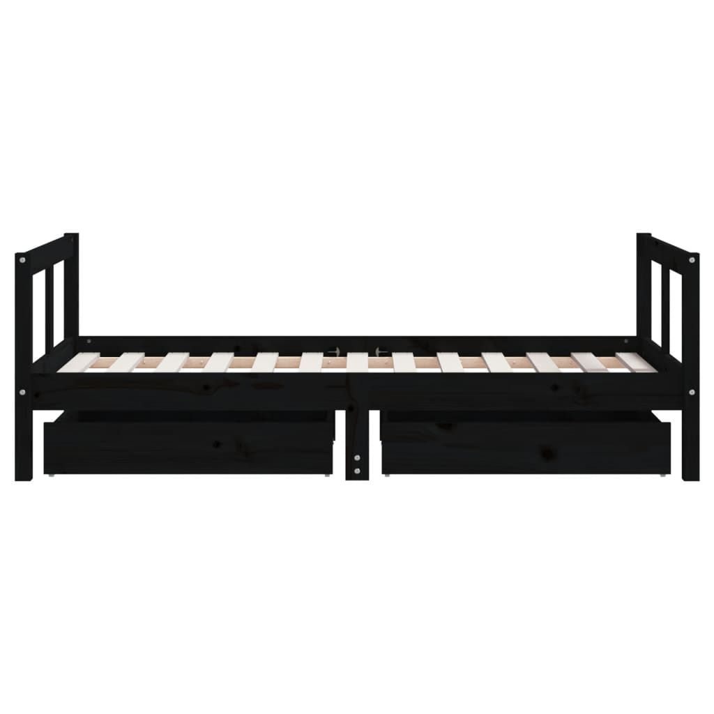vidaXL Cadru de pat copii cu sertare, negru, 80x160 cm, lemn masiv pin vidaXL Cadru de pat copii cu sertare, negru, 80x160 cm, lemn masiv pin