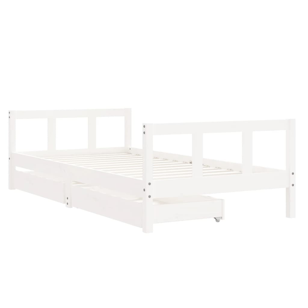 vidaXL Cadru de pat pentru copii, alb, 90x190 cm, lemn masiv de pin vidaXL Cadru de pat pentru copii, alb, 90x190 cm, lemn masiv de pin