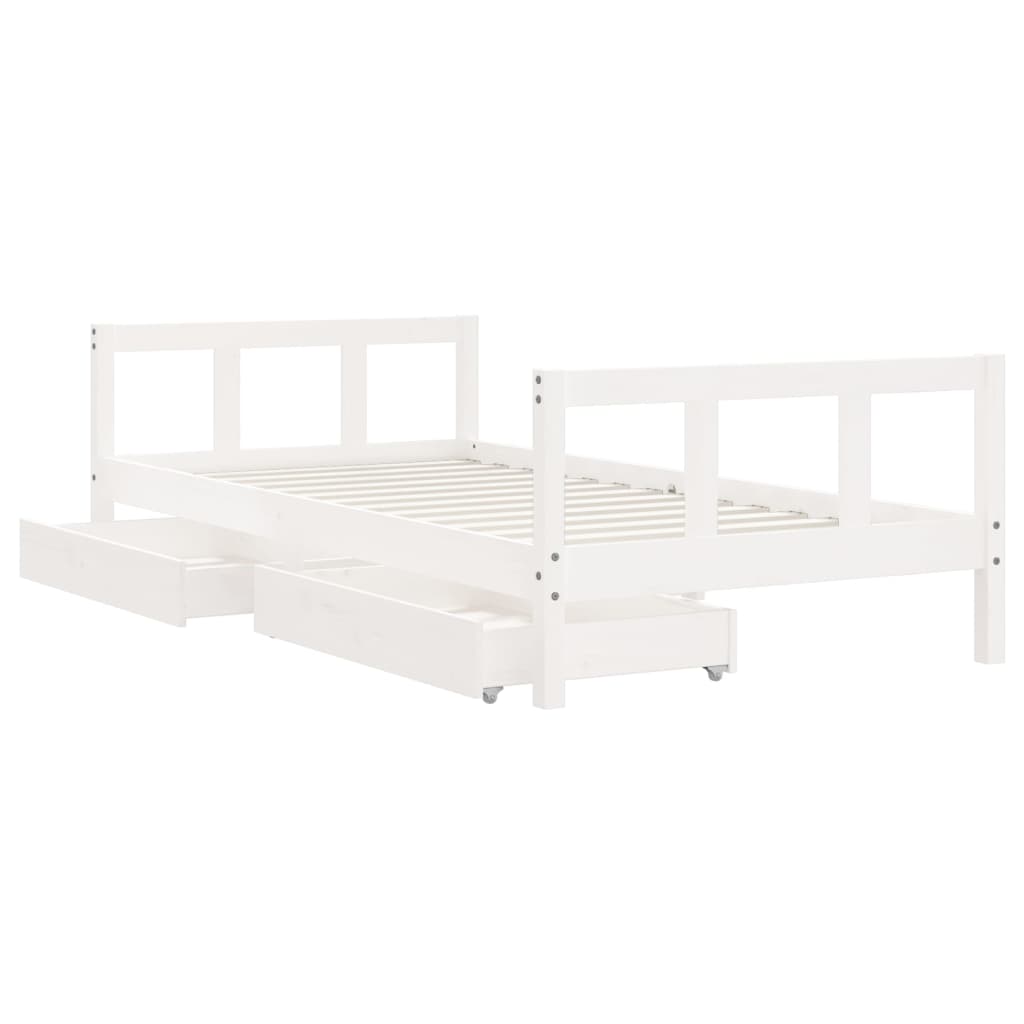 vidaXL Cadru de pat pentru copii, alb, 90x190 cm, lemn masiv de pin vidaXL Cadru de pat pentru copii, alb, 90x190 cm, lemn masiv de pin