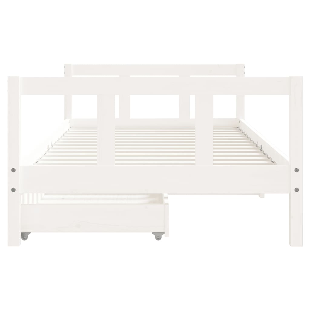 vidaXL Cadru de pat pentru copii, alb, 90x190 cm, lemn masiv de pin vidaXL Cadru de pat pentru copii, alb, 90x190 cm, lemn masiv de pin