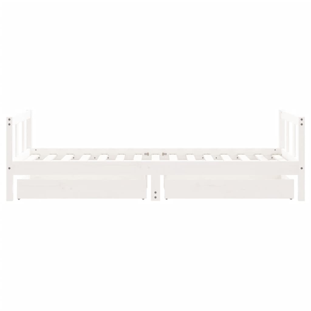 vidaXL Cadru de pat pentru copii, alb, 90x190 cm, lemn masiv de pin vidaXL Cadru de pat pentru copii, alb, 90x190 cm, lemn masiv de pin