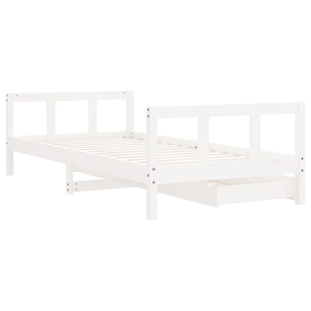 vidaXL Cadru de pat pentru copii, alb, 90x190 cm, lemn masiv de pin vidaXL Cadru de pat pentru copii, alb, 90x190 cm, lemn masiv de pin