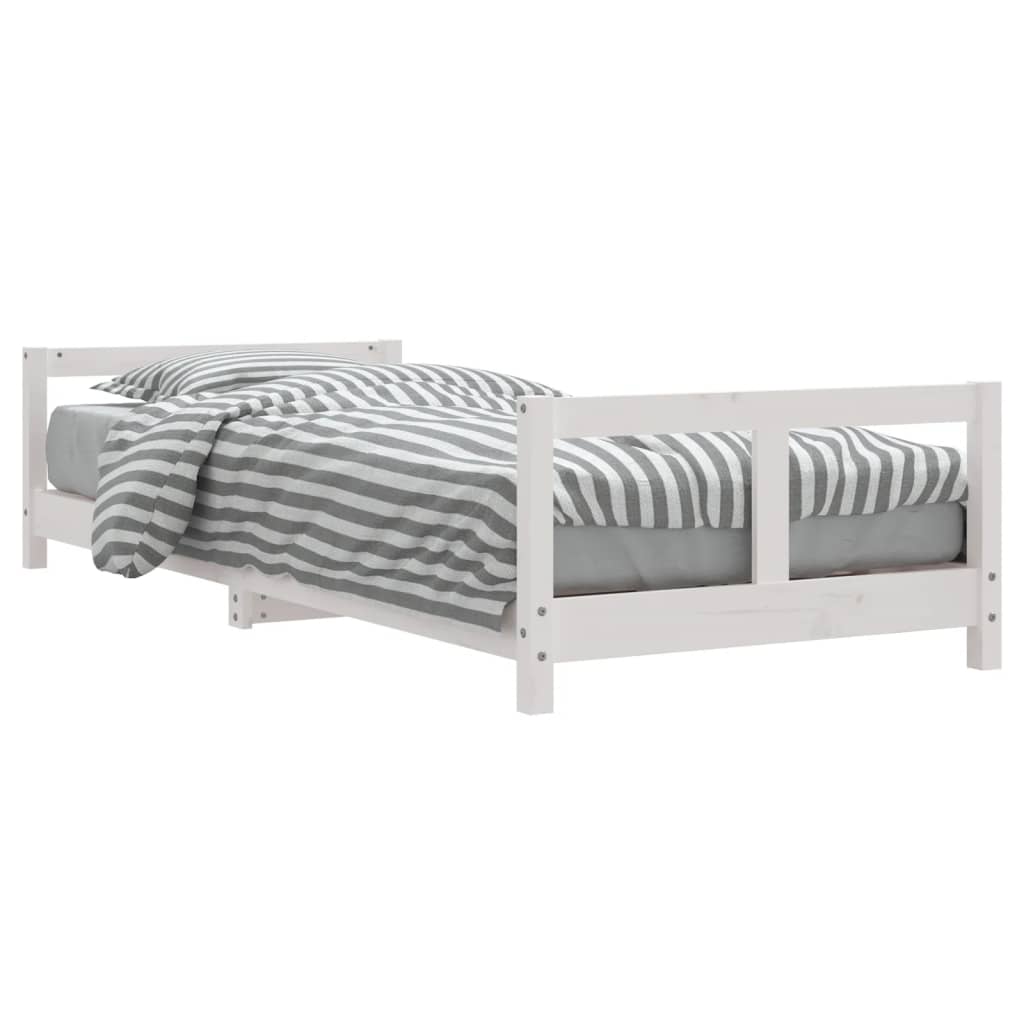 vidaXL Cadru de pat pentru copii, alb, 80x200 cm, lemn masiv de pin vidaXL Cadru de pat pentru copii, alb, 80x200 cm, lemn masiv de pin
