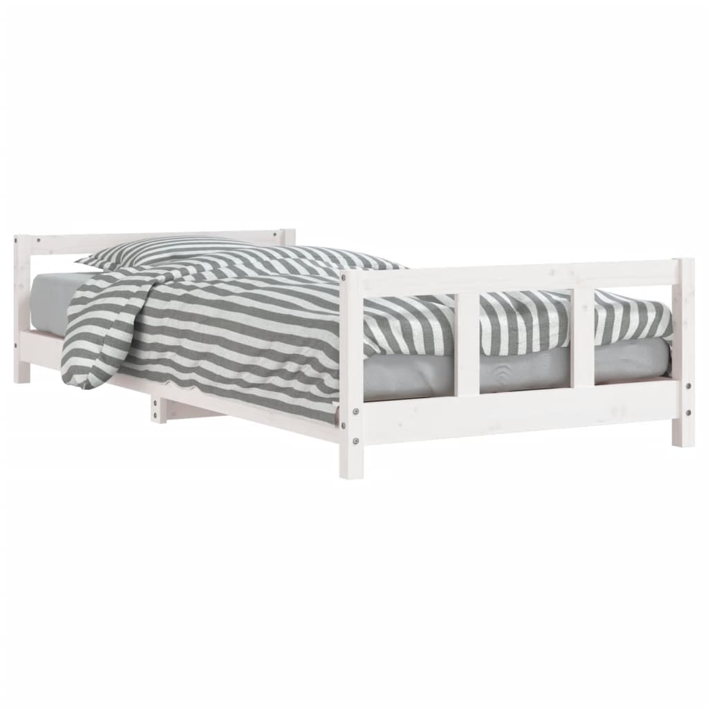 vidaXL Cadru de pat pentru copii, alb, 90x200 cm, lemn masiv de pin vidaXL Cadru de pat pentru copii, alb, 90x200 cm, lemn masiv de pin