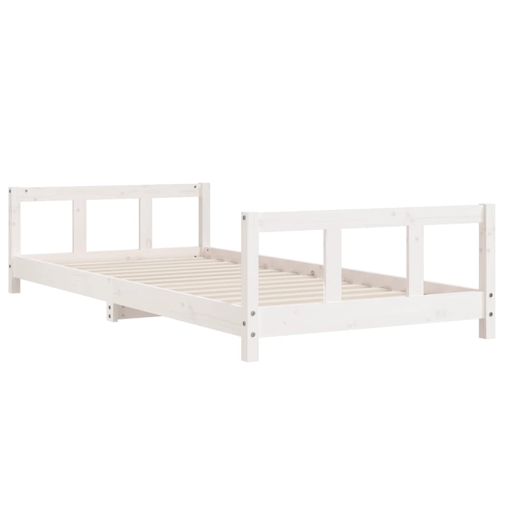 vidaXL Cadru de pat pentru copii, alb, 90x200 cm, lemn masiv de pin vidaXL Cadru de pat pentru copii, alb, 90x200 cm, lemn masiv de pin
