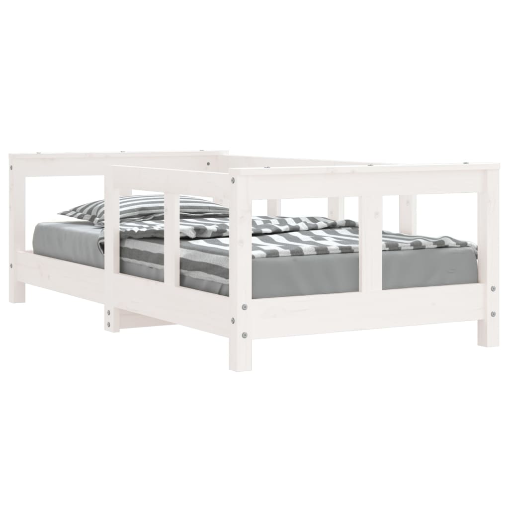 vidaXL Cadru de pat pentru copii, alb, 70x140 cm, lemn masiv de pin