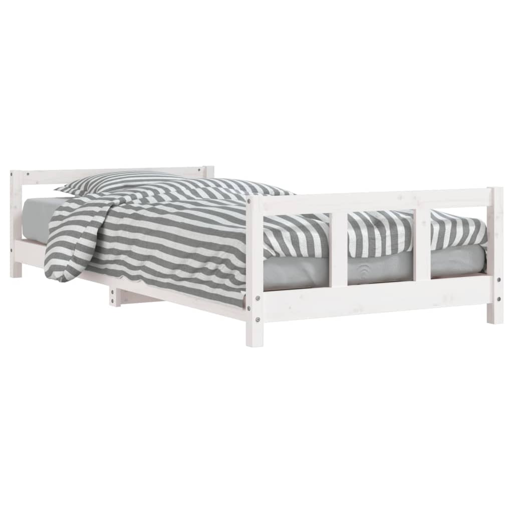 vidaXL Cadru de pat pentru copii, alb, 90x190 cm, lemn masiv de pin