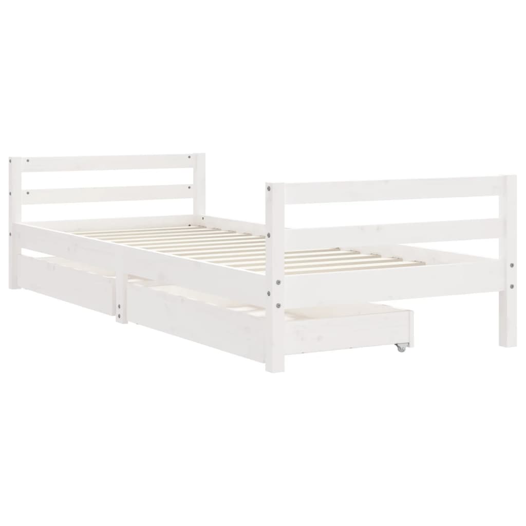 vidaXL Cadru pat copii cu sertare, alb, 80x200 cm, lemn masiv de pin vidaXL Cadru pat copii cu sertare, alb, 80x200 cm, lemn masiv de pin