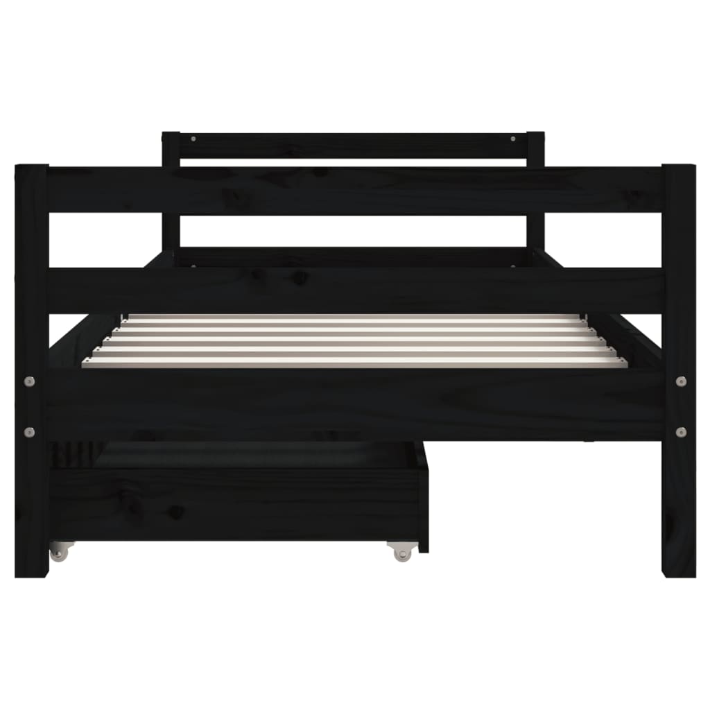 vidaXL Cadru pat copii cu sertare, negru, 80x200 cm, lemn masiv de pin vidaXL Cadru pat copii cu sertare, negru, 80x200 cm, lemn masiv de pin