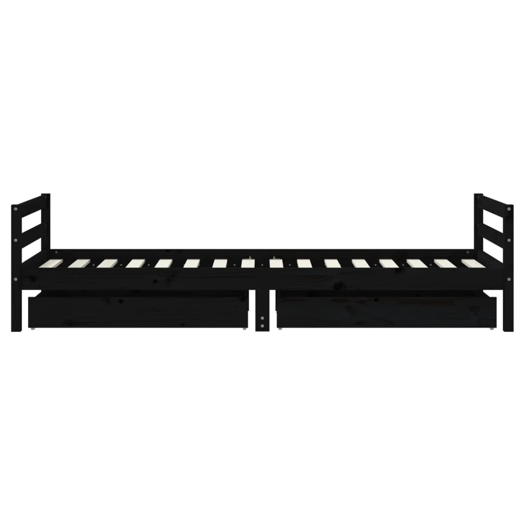 vidaXL Cadru pat copii cu sertare, negru, 80x200 cm, lemn masiv de pin vidaXL Cadru pat copii cu sertare, negru, 80x200 cm, lemn masiv de pin