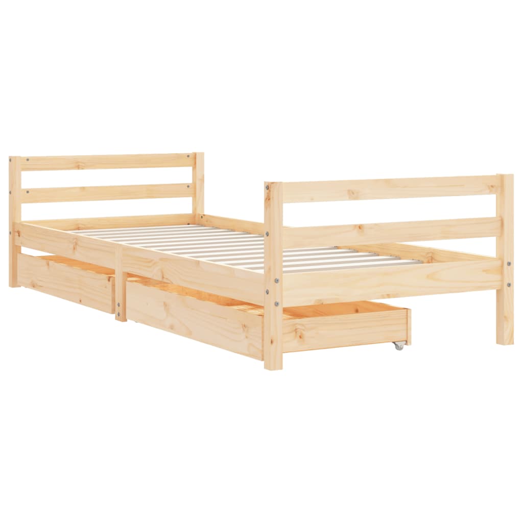 vidaXL Cadru de pat cu sertare de copii, 90x200 cm, lemn masiv pin vidaXL Cadru de pat cu sertare de copii, 90x200 cm, lemn masiv pin