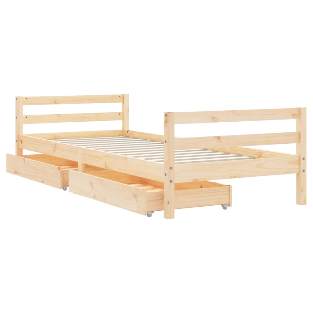 vidaXL Cadru de pat cu sertare de copii, 90x200 cm, lemn masiv pin vidaXL Cadru de pat cu sertare de copii, 90x200 cm, lemn masiv pin