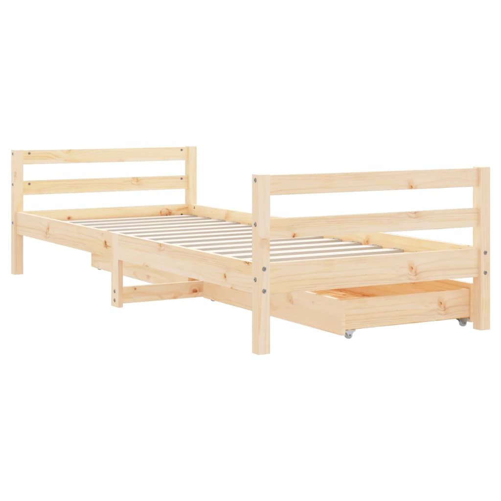 vidaXL Cadru de pat cu sertare de copii, 90x200 cm, lemn masiv pin vidaXL Cadru de pat cu sertare de copii, 90x200 cm, lemn masiv pin