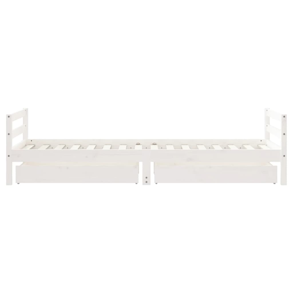 vidaXL Cadru de pat cu sertare de copii, alb, 90x200 cm lemn masiv pin vidaXL Cadru de pat cu sertare de copii, alb, 90x200 cm lemn masiv pin