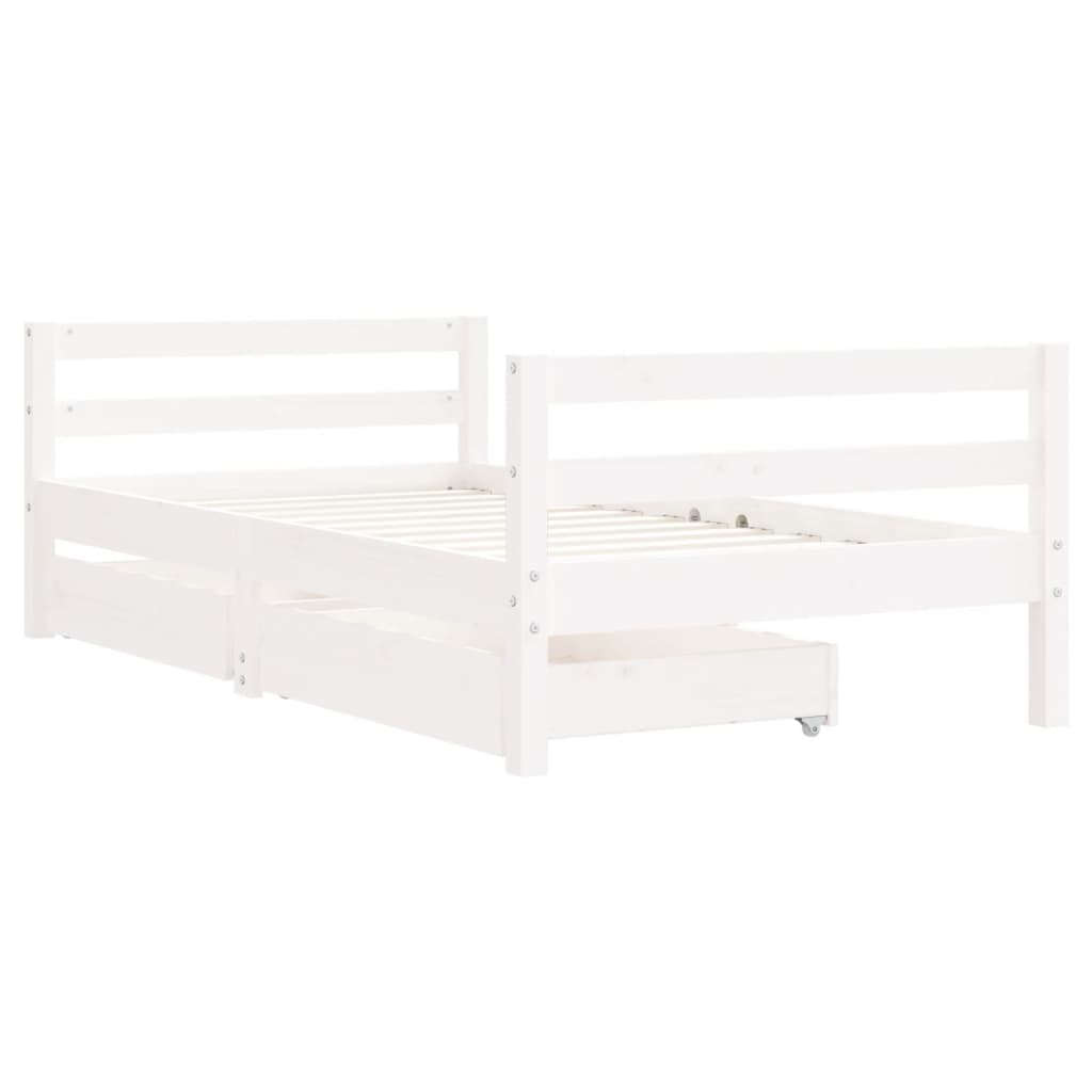 vidaXL Cadru de pat copii cu sertare, alb, 80x160 cm, lemn masiv pin vidaXL Cadru de pat copii cu sertare, alb, 80x160 cm, lemn masiv pin
