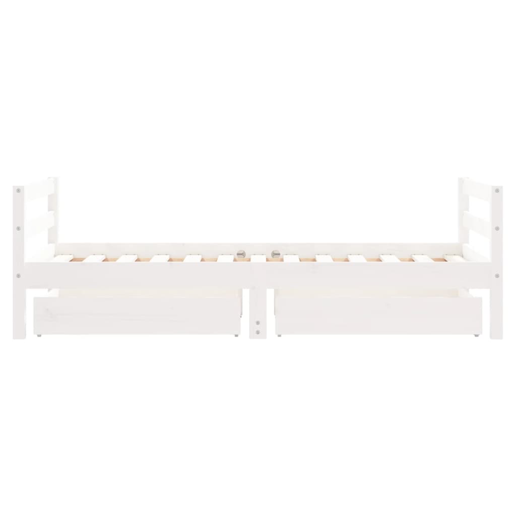 vidaXL Cadru de pat copii cu sertare, alb, 80x160 cm, lemn masiv pin vidaXL Cadru de pat copii cu sertare, alb, 80x160 cm, lemn masiv pin