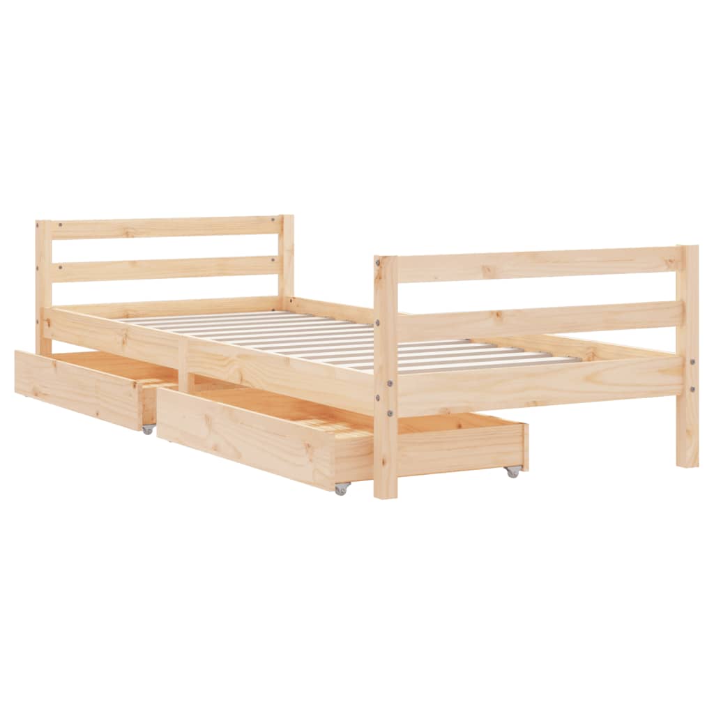 vidaXL Cadru de pat pentru copii cu sertare, 90x190 cm, lemn masiv pin vidaXL Cadru de pat pentru copii cu sertare, 90x190 cm, lemn masiv pin