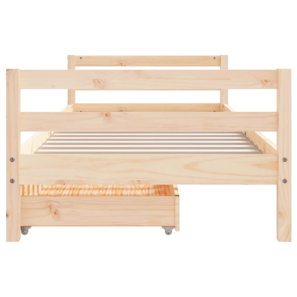 vidaXL Cadru de pat pentru copii cu sertare, 90x190 cm, lemn masiv pin vidaXL Cadru de pat pentru copii cu sertare, 90x190 cm, lemn masiv pin