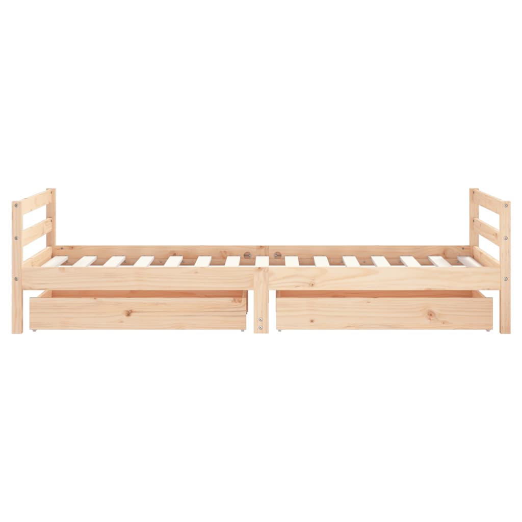vidaXL Cadru de pat pentru copii cu sertare, 90x190 cm, lemn masiv pin vidaXL Cadru de pat pentru copii cu sertare, 90x190 cm, lemn masiv pin