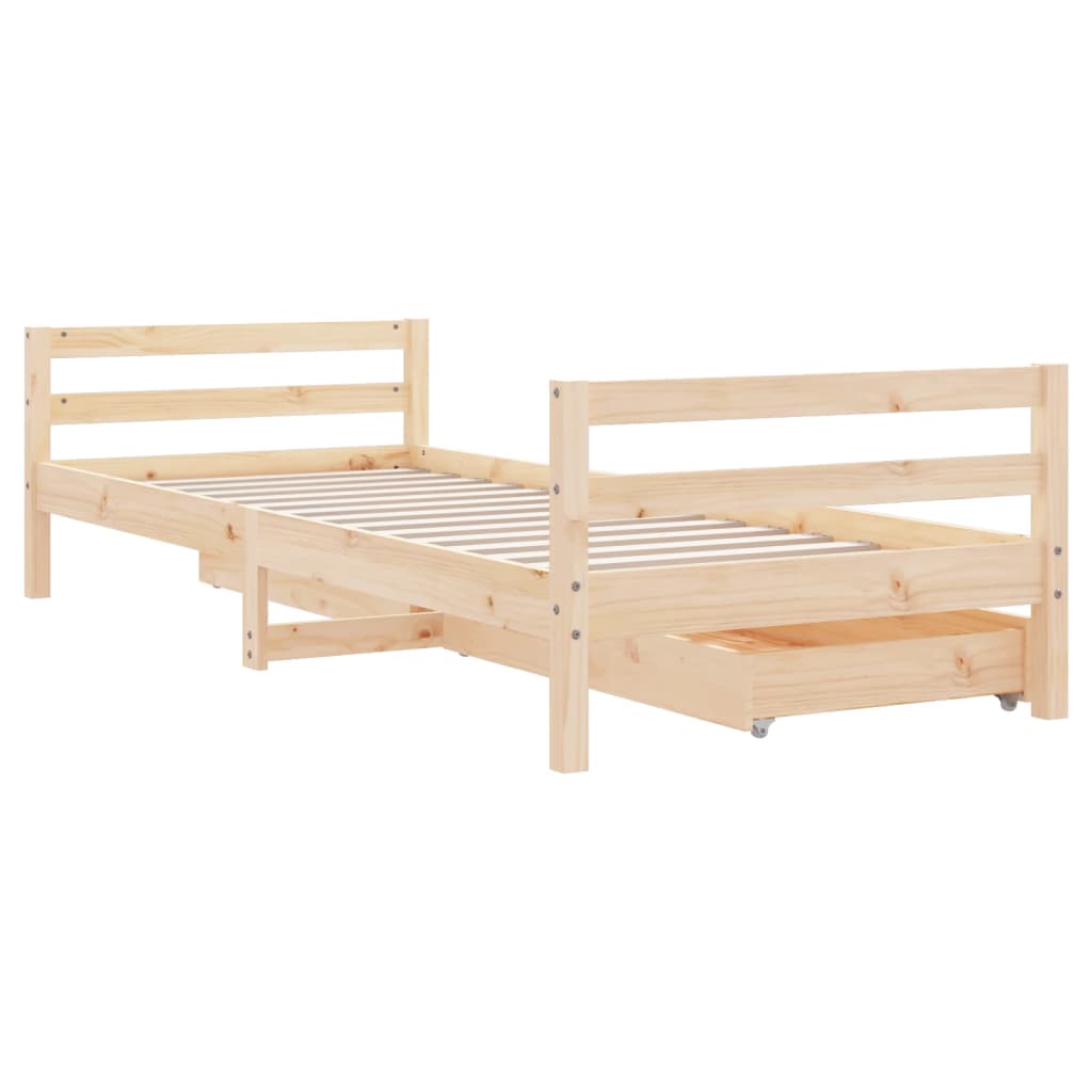 vidaXL Cadru de pat pentru copii cu sertare, 90x190 cm, lemn masiv pin vidaXL Cadru de pat pentru copii cu sertare, 90x190 cm, lemn masiv pin