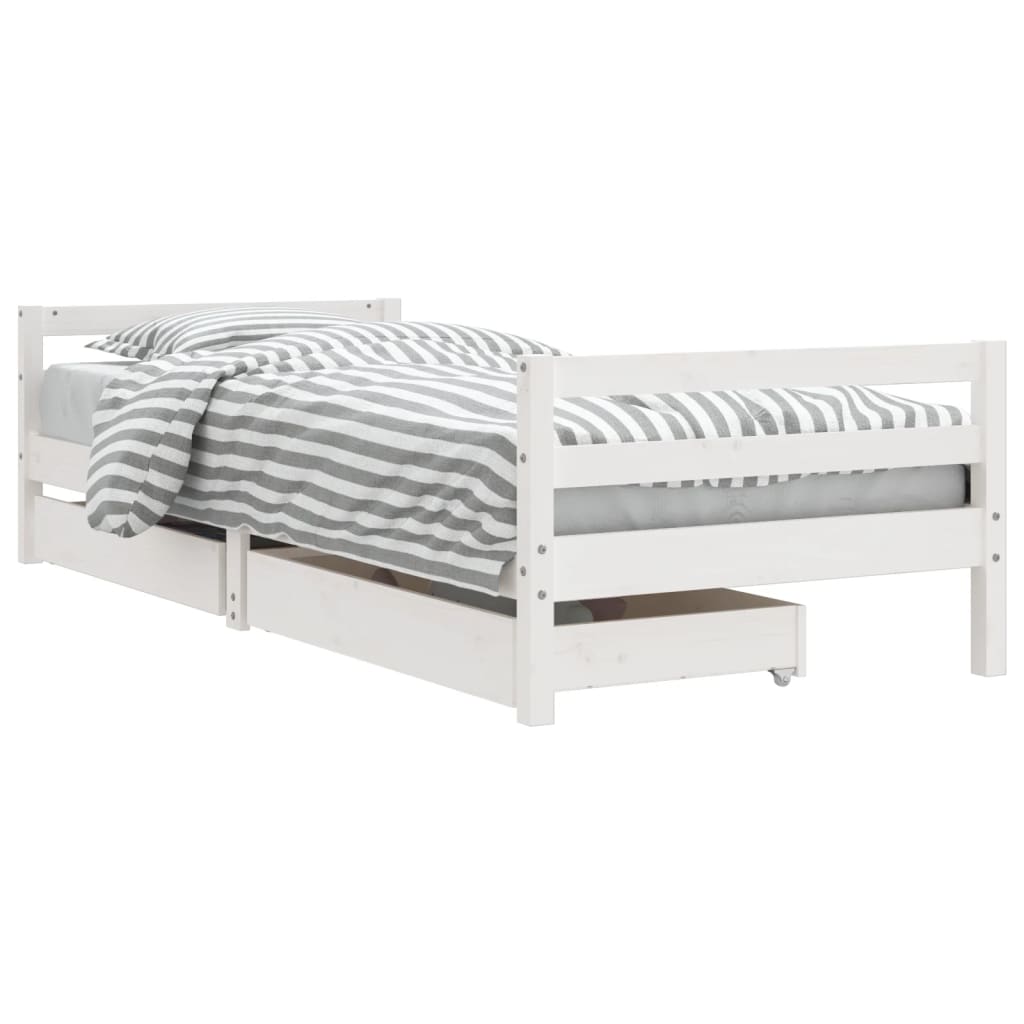 vidaXL Cadru de pat pentru copii, alb, 90x190 cm, lemn masiv de pin vidaXL Cadru de pat pentru copii, alb, 90x190 cm, lemn masiv de pin