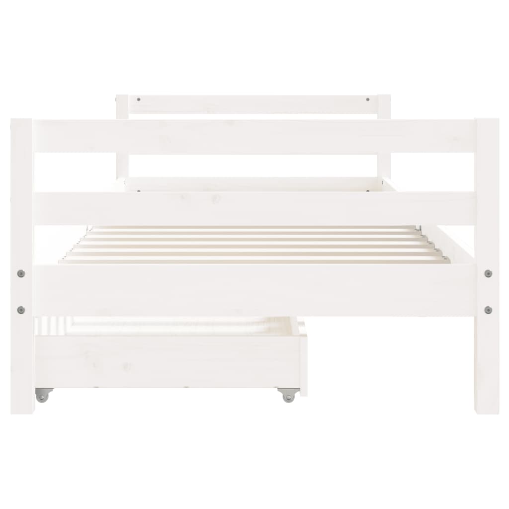 vidaXL Cadru de pat pentru copii, alb, 90x190 cm, lemn masiv de pin vidaXL Cadru de pat pentru copii, alb, 90x190 cm, lemn masiv de pin