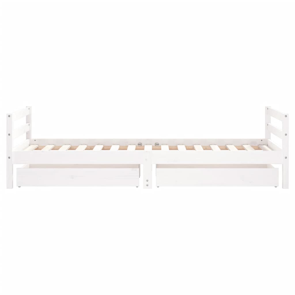 vidaXL Cadru de pat pentru copii, alb, 90x190 cm, lemn masiv de pin vidaXL Cadru de pat pentru copii, alb, 90x190 cm, lemn masiv de pin
