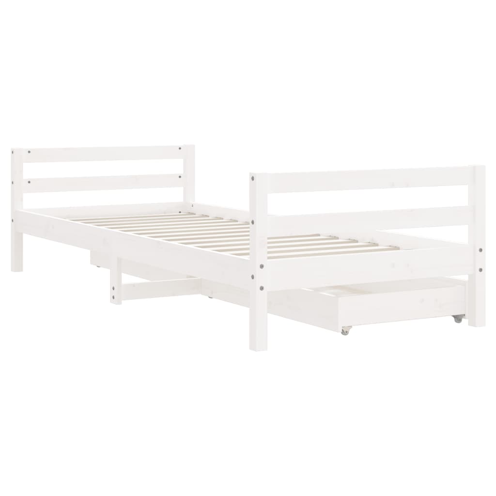 vidaXL Cadru de pat pentru copii, alb, 90x190 cm, lemn masiv de pin vidaXL Cadru de pat pentru copii, alb, 90x190 cm, lemn masiv de pin