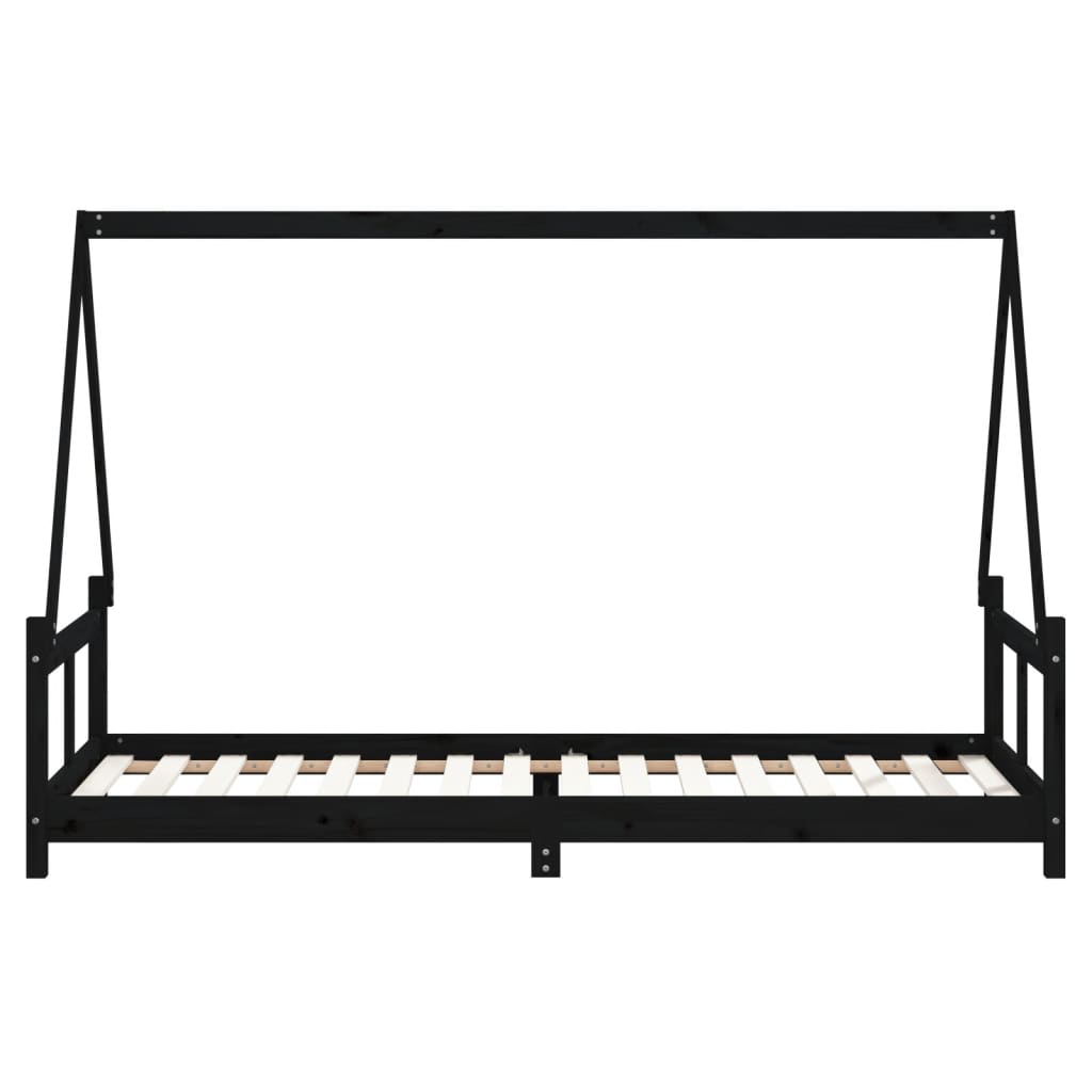 vidaXL Cadru de pat pentru copii, negru, 80x200 cm, lemn masiv de pin vidaXL Cadru de pat pentru copii, negru, 80x200 cm, lemn masiv de pin