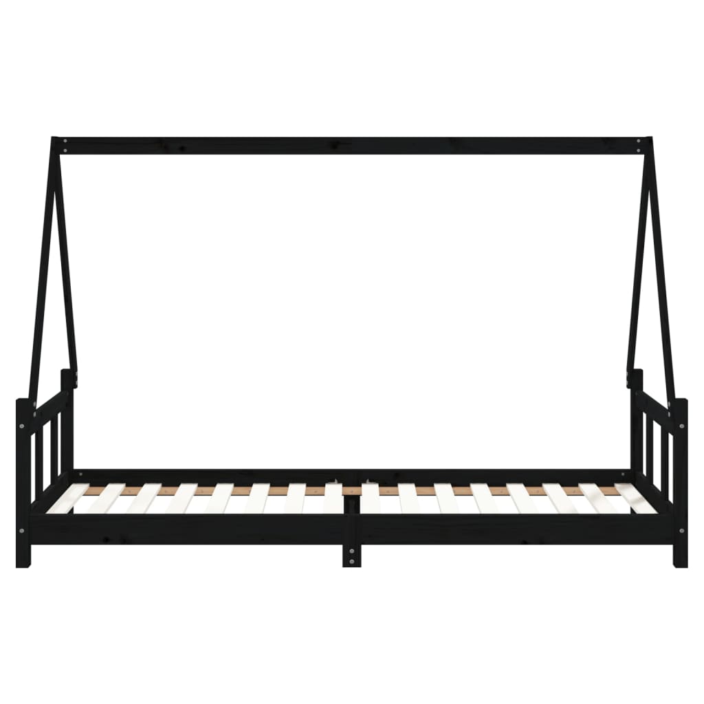 vidaXL Cadru pat pentru copii, negru, 90x200 cm, lemn masiv de pin vidaXL Cadru pat pentru copii, negru, 90x200 cm, lemn masiv de pin