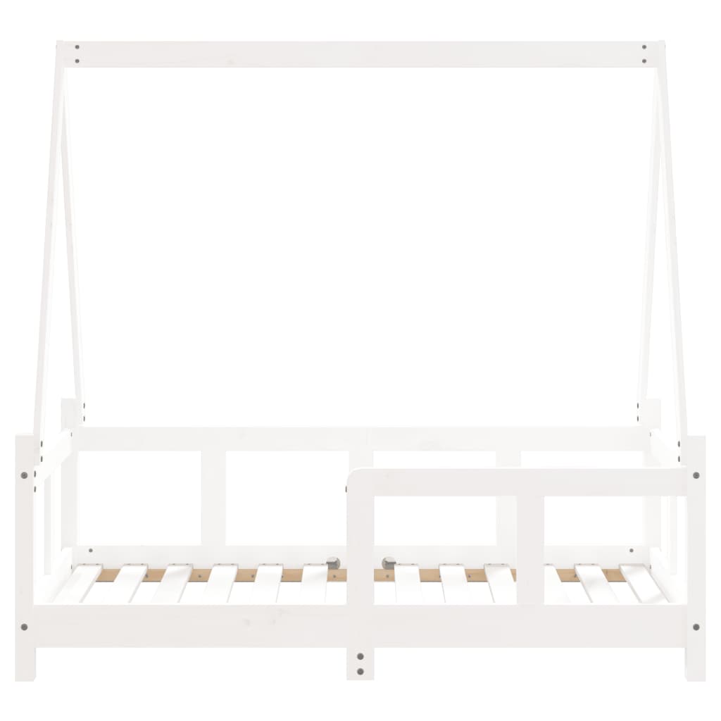 vidaXL Cadru de pat pentru copii, alb, 70x140 cm, lemn masiv de pin vidaXL Cadru de pat pentru copii, alb, 70x140 cm, lemn masiv de pin