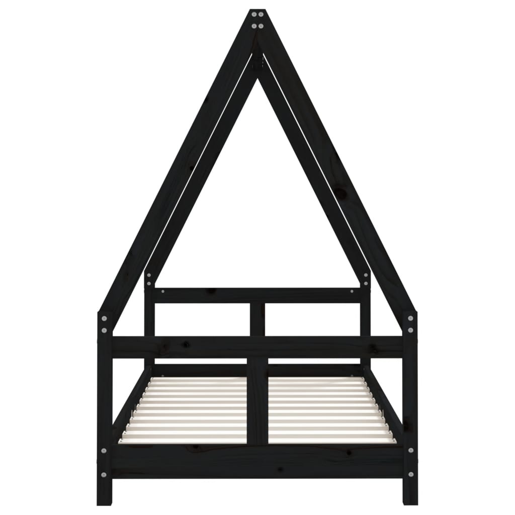 vidaXL Cadru de pat pentru copii, negru, 80x160 cm, lemn masiv de pin vidaXL Cadru de pat pentru copii, negru, 80x160 cm, lemn masiv de pin